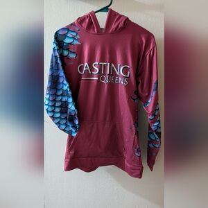 Casting Queens Pink Hoodie with Blue Scale Sleeves And Inside The Hood